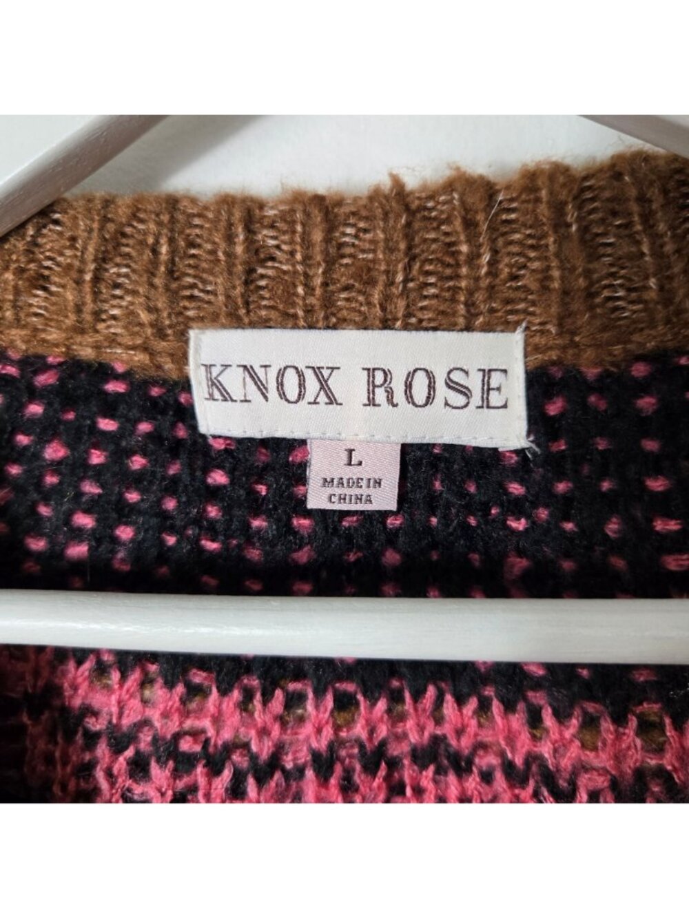 Knox Rose Fair Isle Pullover Crewneck Sweater Size L Fuzzy Soft - Picture 3 of 7